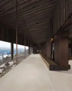 Luxury ski and boot room with equipment storage and mountain views at Aquila Landing